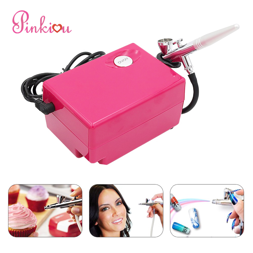 Pinkiou Mini Airbrush Makeup Spary Gun 0.4mm Needle Air Brush for Nail Temporary Tattoo (Single Gun)