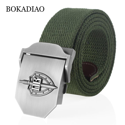 BOKADIAO Men&Women Canvas belt 3D Russian Border Guard Troops metal buckle jeans belt Army tactical belts for men Military strap ► Photo 1/6