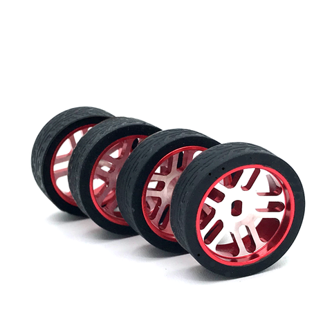 4Pcs 1:28 Metal RC Car Wheel Hub Tires Narrow Tire Rims For 1/28 Wltoys iw04m awd iw02 rm02 rm03 dgawd mini-z RC Car Parts ► Photo 1/6