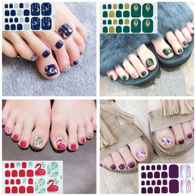 22tips/sheet Toe Nail Stickers Waterproof Fashion Toe Nail Wraps Nail Art Full Cover Adhesive Foil Stickers Manicure Decals ► Photo 1/6