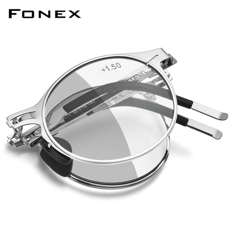 FONEX Photochromic Grey Blue Blocking Folding Reading Glasses Men Women 2022 Anti UV Rays Hyperopia Screwless Eyeglasses LH014 ► Photo 1/6