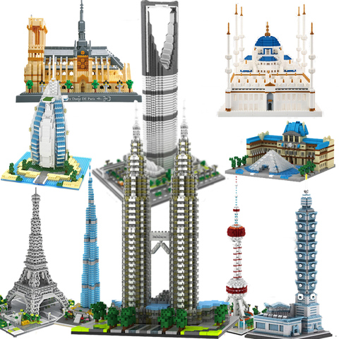 YZ Architecture Mini Blocks Model Building Burj Khalifa London Eiffel Tower Big Ben Notre Dame Micro Bricks Expert Sets Pyramid ► Photo 1/6