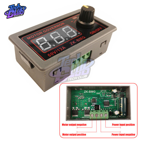 DC 9-60V 12v 24v 48V 12A 20KHz Adjustable PWM Motor Speed Controller DC Motor controller Digital display Governor Switch ► Photo 1/6