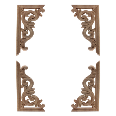 Wood Applique Wood Decal Onlay Wood Craft Exquisite Natural Ornamental Long Oval Flower Rubber Wood  Cabinet Corner Hot Sale NEW ► Photo 1/6