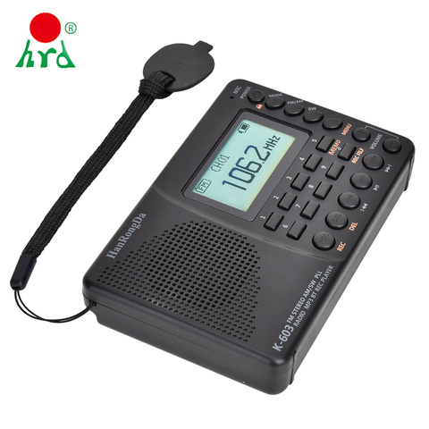 HanRongDa HRD-603 Portable Radio Pocket AM/FM/SW/BT/TF Pocket Radios USB MP3 Digital Recorder Support TF Card Bluetooth Speaker ► Photo 1/6