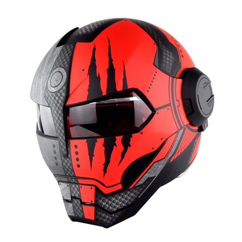 SOMAN 515  Iron Man Motorcycle Helmet Flip Up Verspa Ironman Skull Capacete Robot Moto Casco ► Photo 1/6