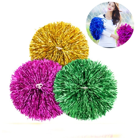 1PC Plastic Double Hole Handle Metal Cheering Streamer Pompoms Cheerleading Pom Ball Cheering Decorator Club Sport Supply ► Photo 1/6