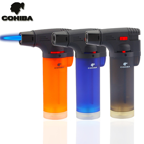 COHIBA Butane Torch Lighter Gasoline 1 Flame Jet Turbo Cigarette Lighters Windproof Portable Cigar Cakmad Fire Starter ► Photo 1/6