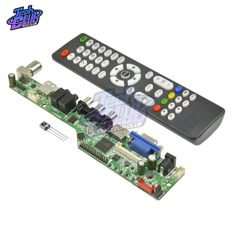 New Upgraded Digital Signal LCD TV Controller Driver Board VGA/HDMI/AV/TV/USB Interface Driver Board with English Remote control ► Photo 1/6