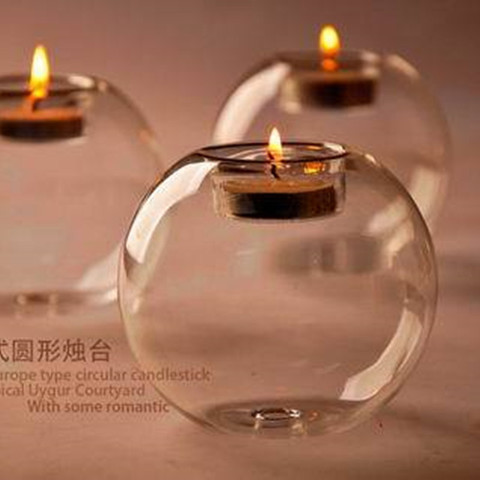 Handmade glass candle holder round heat European Crystal Candlestick Home Decoration crafts gifts ► Photo 1/2