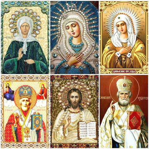 Huacan Diamond Mosaic Icon Diamond Embroidery Icons Rhinestones Pictires Diamond Painting Full Square Drill Religion Virgin Mary ► Photo 1/6