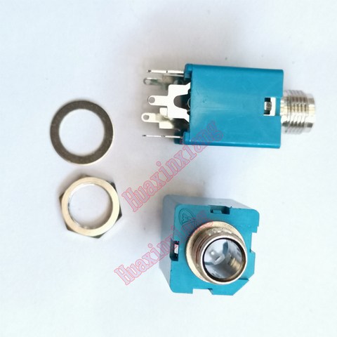 20PCS/Lot 6.35mm/6.35 Stereo Audio Microphone Female Jack/Socket Connector 5P/5PIN Blue ► Photo 1/2