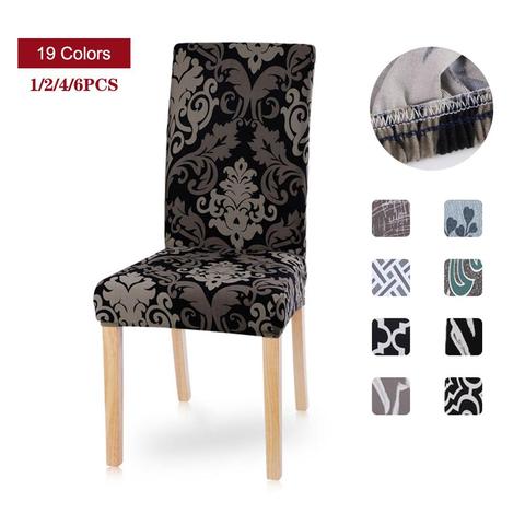 Meijuner 1/2/4/6PCS Spandex Chair Covers Printed Stretch Elastic Universal Chaircovers For Dining Room Wedding Banquet Hotel ► Photo 1/5