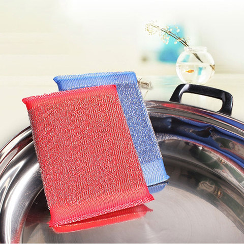 3 Pcs Stainless Steel Sponge Rectangle Cleaner Scrubber Pads Pot Bowl Dish Cloth Cleaning Tool Color Random ► Photo 1/6