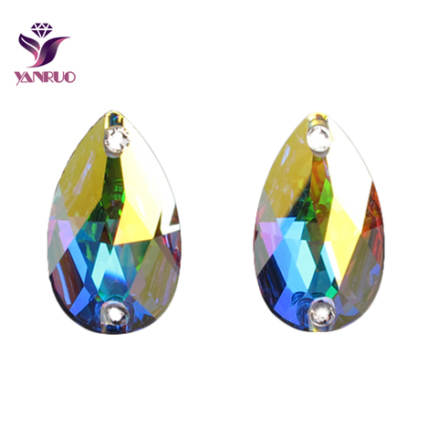 YANRUO 3230 Drop Crystal AB Rhinestones Sew Teardrop Crystals Glass Stones Sew on Rhinestone Flatback DIY Needlework ► Photo 1/6