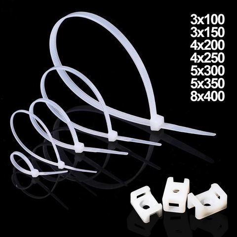 100pcs 50pcs 3*100/150 4*200/250 5*300/350 8*400 Network Wire Nylon Plastic Self-locking Cable Zip Tie ► Photo 1/6