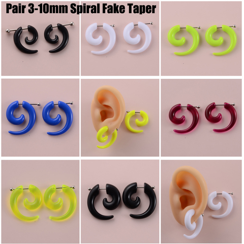 2Pcs 3-10mm Acrylic Fake Sprial Taper Earlobe Gauge Earrings Cheater Expander Ear Stretchers Piercing Body Jewelry ► Photo 1/6