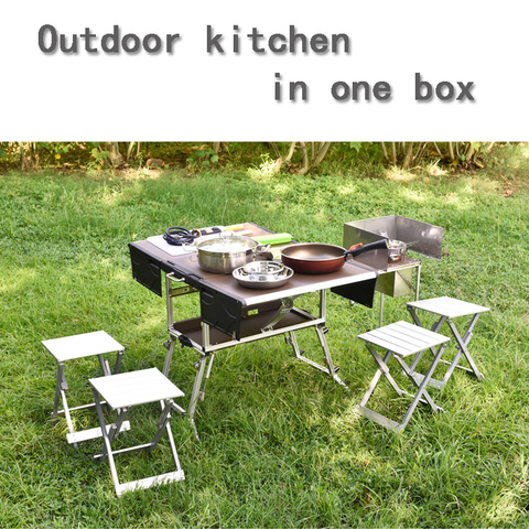 4-7 Person Bulin Outdoor Mobile Kitchen Foldable Gas Stove Desk for Camping  Hiking Picnic Cookware Set with Folding Stool - Price history & Review, AliExpress Seller - Ltour Store