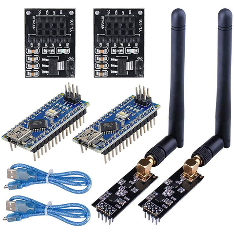 Wireless Transceiver Receiver NRF24L01+PA+LNA RF Module SMA Antenna 2.4 GHz 1100m NRF24L01 Regulator Nano V3.0 ATmega328P Board ► Photo 1/6