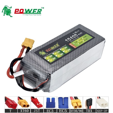 High Capacity MAX 60C 2s 3s 4s 6s 10400mah 7.4v 11.1v 14.8v 22.2v Rechargeable Batterry For RC Car Boat Drones upgrade 10000MAH ► Photo 1/5