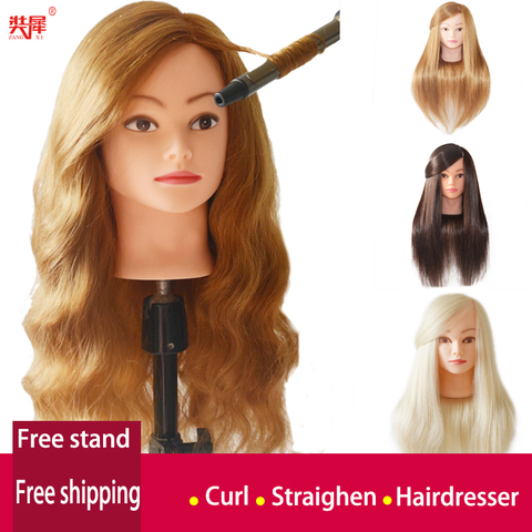 Mannequin Head for Hairstyles Human Hair And Synthetic Mixing Professional Styling Head Doll Hot Curl Iron Straighten Training ► Photo 1/6