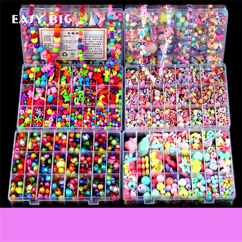 EASY BIG Colorful DIY Bracelet Toys For Girl Jewelry Making Kids Hama Beads Set Educational 3D Puzzle Beads Toys Puzzle TH0034 ► Photo 1/6