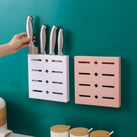 HOT! Wall-Mounted Self Adhesive Drain Kitchen Knife Storage Container Cutlery Organizer Kitchen Knives Holder Utensils Organizer ► Photo 1/6