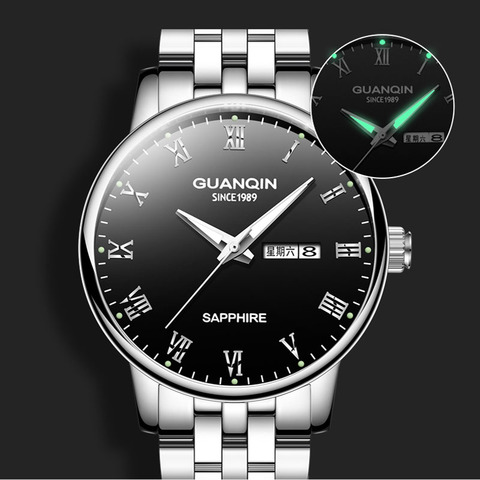 2022 GUANQIN Quartz men's watch waterproof 50 dustproof Luminous simple fashion double calendar date week Mens Wristwatches ► Photo 1/6
