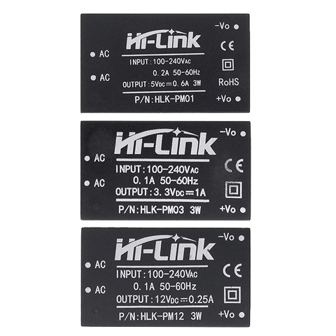 HLK-PM01 HLK-PM03 HLK-PM12 AC-DC 220V to 5V/3.3V/12V mini power supply module,intelligent household switch power module UL/CE ► Photo 1/6