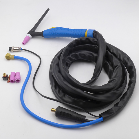 WP9 WP-9 Air Cooled Argon Tig Welding Torch Bule Handle 4M Gas And Separate 10-25 Cable Plug ► Photo 1/6