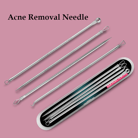 4pcs/Set Acne Removal Needle Stainless Steel Pimple Blackhead Remover Tool Blemish Face Skin Care Beauty Facial Pore Cleaner ► Photo 1/6