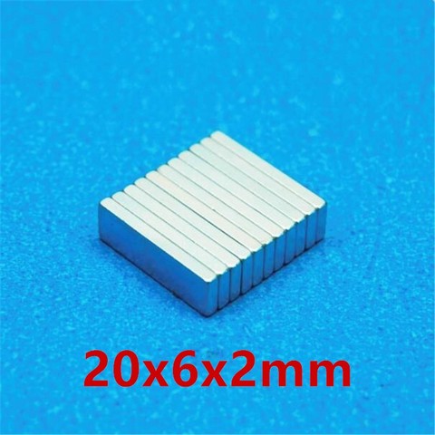 10pcs/lot F 20x6x2 mm N52 N35 Strong Square NdFeB Rare Earth Magnet 20*6*2 mm Neodymium Magnets 20mm x 6mm x 2mm ► Photo 1/5