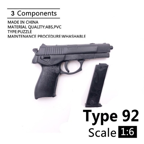 1/6 Scale 4D Type 92 Black Pistol Model Soldier Accessory Weapon Annex Gun Simple Model for 12