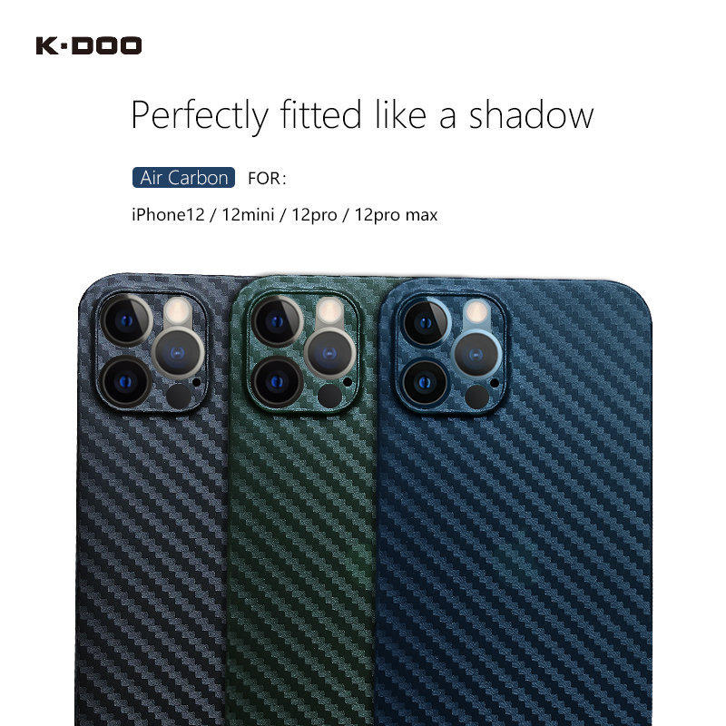 K-Doo Air Carbon ultra thin back cover 0.4mm thickness super slim carbon fiber pattern case for iphone12 /12pro/12mini/12promax ► Photo 1/6