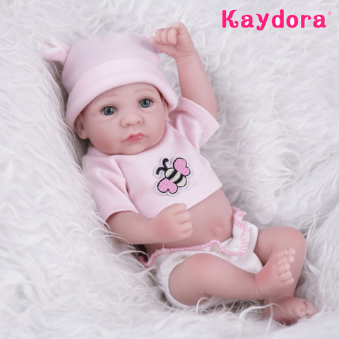 Buy Online Full Silicone Mini Bebe Reborn Baby Dolls 25cm Alive Boneca Toddler Kids Realista Menina Bath Play Toys Surprise Birthday Gifts Alitools