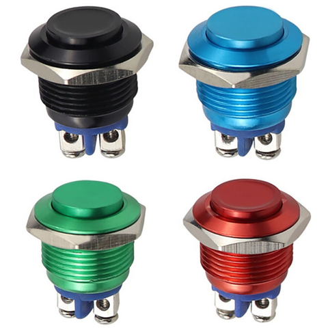 Round Shape 16mm IP67 Metal Push Button Switch Waterproof Self-reset Momentary Locking Latching NO High / Flat / Momentary ► Photo 1/6