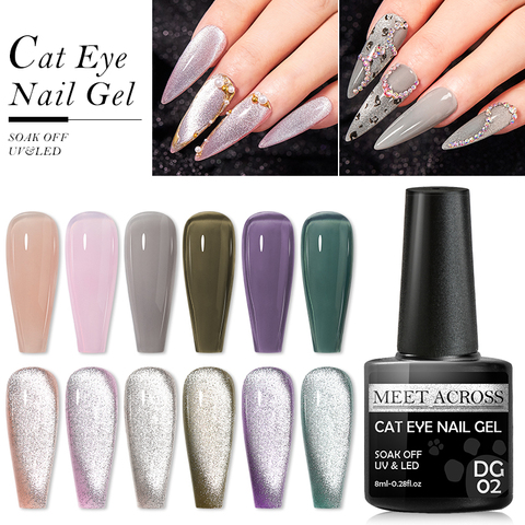 MEET ACROSS Cat Eye Magnetic Gel Polish Magnet Nail Gel Soak Off UV LED Set Manicure Base Top Gel Hybrid Varnish For Nails ► Photo 1/6