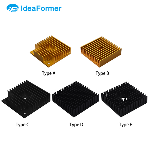 3D Printer Parts Motor Heatsink Black Gold Radiator  40 x 40 x 10mm for 42 stepper motor MK7/MK8 Extruder Aluminum Heat Sink ► Photo 1/6