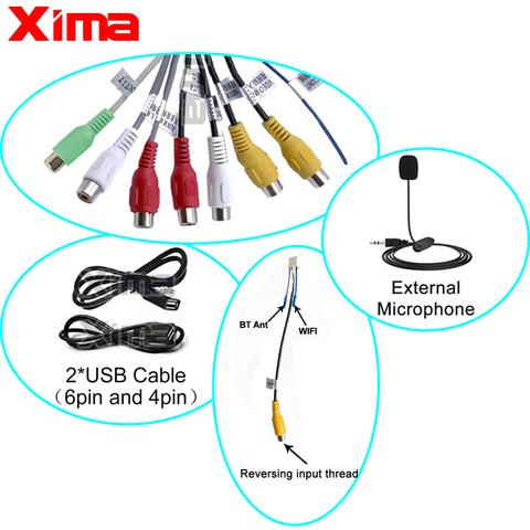 20 Pin Plug Car Stereo Radio RCA Output Wire Harness Wiring Connector Adaptor Cable USB cable GPS antenna external microphone ► Photo 1/5