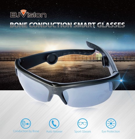 Vision 6B Bluetooth Glasses Headset Sunglasses Music Microphone Bone Conduction Open type headset With 3 different color lenses ► Photo 1/6