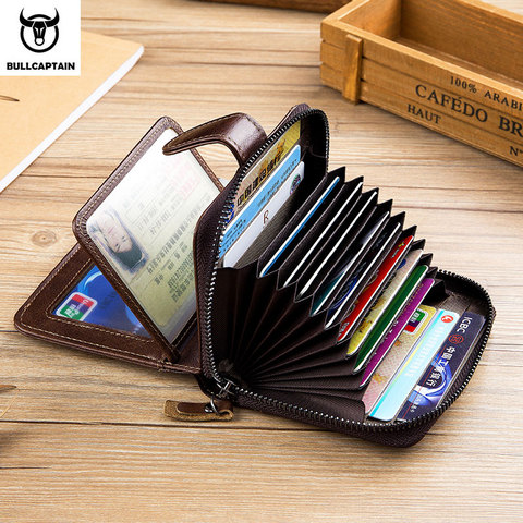 BULLCAPTAIN Men's  Leather Wallet Business Wallets Multifunction Multifunctional Business Card Holder Small Card Box ► Photo 1/6