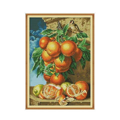 Orange cross stitch kit aida 14ct 11ct count print canvas cross stitches   needlework embroidery DIY handmade ► Photo 1/1