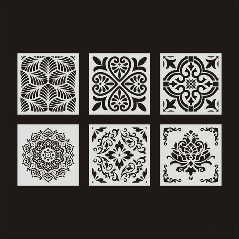 1pc 15 * 15cm  Mandala mold DIY stencils home decoration drawing template laser cutting wall template painting  tiles ► Photo 1/4