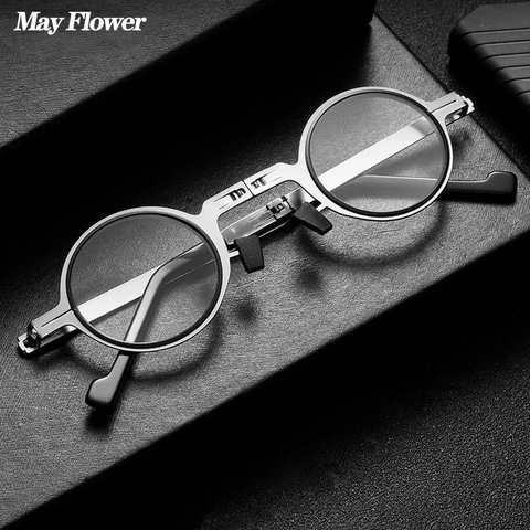May Flower Anti-Blue Reading Glasses  Foldable Ultra Thin Paper Glasses Metal Presbyopic Eyewear With Case Roud Frame Men Women ► Photo 1/6