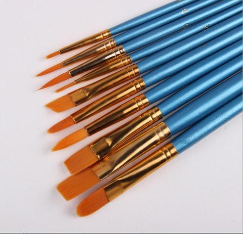 Blue 10Pcs/Set Watercolor Gouache Paint Brushes Different Shape Round  Pointed Tip Nylon Hair Painting Brush Set Art Supplies - Price history &  Review, AliExpress Seller - Big Sale