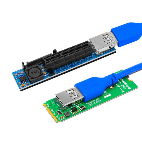 Raiser NVME M.2 to PCI-E X4 Card Extension Port Adapter Riser Card Graphics Cards Connector PCIE Extender with 60cm USB3.0 Cable ► Photo 1/6