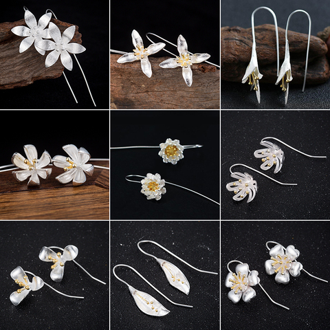 Jisensp Korean Fashion Silver Color Long Flower Stud Earrings for Women Statement Jewelry Wedding Big Earings 2022 Femme Brinco ► Photo 1/6
