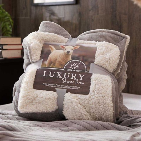 Home Lamb Cashmere Fur Blankets Thick Beddding Warm Plaid Winter Sherpa Plush Bedspread Quilt ► Photo 1/6