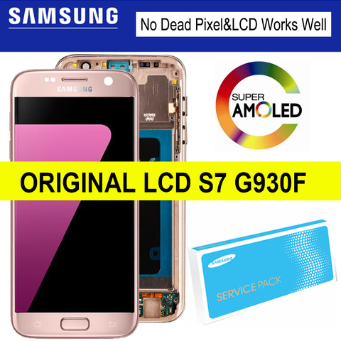 5.1'' Super AMOLED for Samsung Galaxy S7 G930 G930F SM-G930F LCD With Frame Display Touch Screen Assembly Replacement Parts ► Photo 1/4