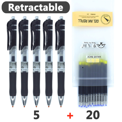 Retractable Gel Pens Set Black/red/blue ink Colored gel pens for writing 0.5mm refills Office for school supplies Stationery ► Photo 1/6